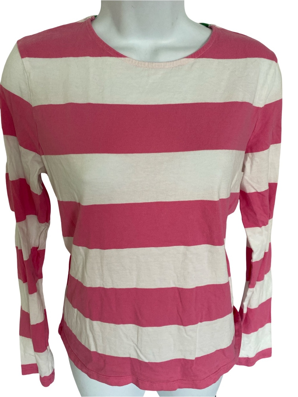 Boden Pink and Cream Striped Long-Sleeve Crewneck Top-S